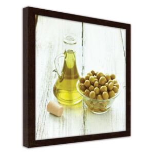 CARO Imagine în cadru - Olives In A Bowl And Oil 20x20 cm Maro