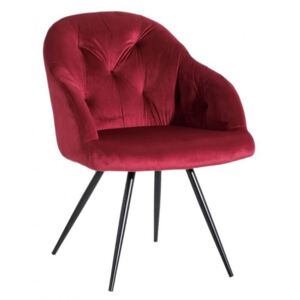 Scaun lounge rosu/negru din catifea si metal Birdie Ixia