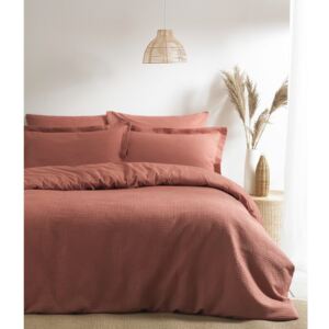 Cearșaf de pat dublu 100% bumbac, argilă roșie, 137cm L x 190cm L