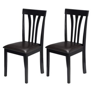 Set 2 scaune din lemn, cu sezut tapitat cu piele ecologica "Venneto" Cappuccino/ Dark Brown, l43xA38xH94,5 cm