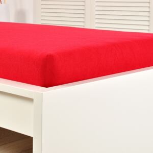 Cersaf de pat cu elastic din jersey, rosu 90x200 cm