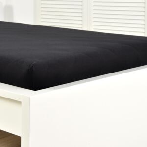 Cearsaf de pat cu elastic din jersey, negru 90x200 cm