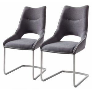 Set de 2 scaune Nidri tesatura / otel inoxidabil, gri, 62 x 96 x 53 cm