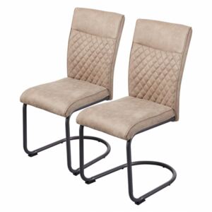 Set de 2 scaune Tendu microfibra/metal, bej, 44 x 96 x 57 cm