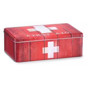 Cutie rosie/alba cu capac din metal pentru medicamente First Aid Red Medium Zeller