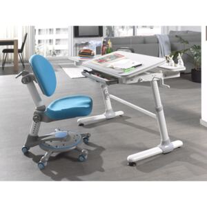 Set birou ergonomic pentru copii, reglabil pe inaltime Comfortline Alb / Albastru, L119xl73xH56-80 cm