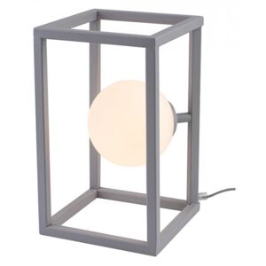 Veioza gri/alba din metal si sticla 33 cm Cube Lamp Grey Aldex