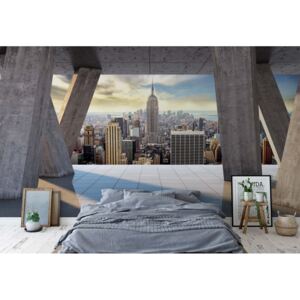 Fototapet - New York City Skyline 3D Modern View Concrete Vliesová tapeta - 254x184 cm