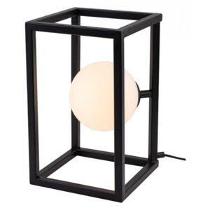 Veioza neagra/alba din metal si sticla 33 cm Cube Lamp Black Aldex