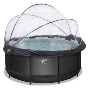 Piscina rotunda cu pompa filtrare nisip EXIT Frame Pool + Protectie Dome Inaltime 122 cm, 450x122 / Negru