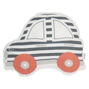 Pernă din amestec de bumbac pentru copii Apolena Pillow Toy Car, 32 x 25 cm, gri - roșu