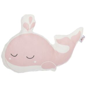 Pernă din amestec de bumbac pentru copii Apolena Pillow Toy Whale, 35 x 24 cm, roz