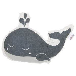 Pernă din amestec de bumbac pentru copii Apolena Pillow Toy Whale, 35 x 24 cm, gri