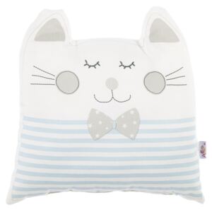 Pernă din amestec de bumbac pentru copii Apolena Pillow Toy Big Cat, 29 x 29 cm, albastru