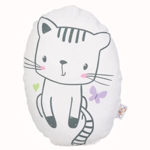 Pernă din amestec de bumbac pentru copii Apolena Pillow Toy Cute Cat, 30 x 22 cm