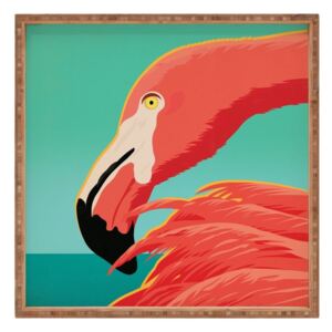 Tavă decorativă din lemn Flamingo, 40 x 40 cm