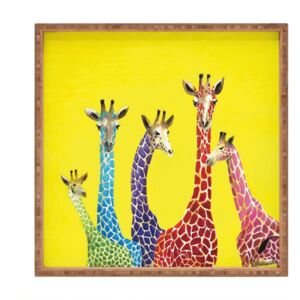 Tavă decorativă din lemn Giraffes, 40 x 40 cm