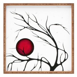 Tavă decorativă din lemn Red Moon, 40 x 40 cm