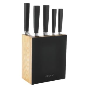 Set 5 cuțite cu suport Vialli Design Fino, negru