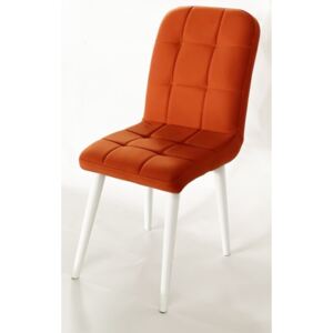 Scaun Elite Cromy Smart Living Studio Casa Tapitat Cadru Metal Alb +Textil Orange