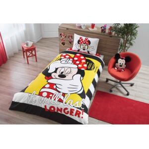 Lenjerie de pat din bumbac cu cearșaf Disney Minnie Mouse Selfie, 160 x 220 cm
