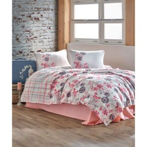 Cuvertură pat din bumbac Sima Pink, 160 x 230 cm