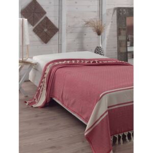 Cuvertură pat din bumbac Elmas Red, 200 x 240 cm, roșu