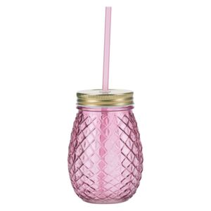 Sticlă cu pai Miss Étoile Pineapple, roz