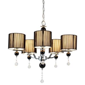 [lux.pro]® Lustra eleganta – lampa de plafon cu cinci brate – 5 x E14 - crom, negru