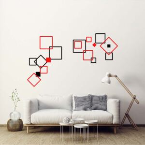 GLIX Decorative squares III.- autocolant de perete Negru și roșu 2 x 60 x 30 cm
