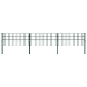 Panou de gard cu stâlpi, verde, 5,1 x 0,8 m, fier