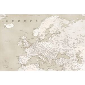 Harta Sepia vintage detailed map of Europe, Blursbyai