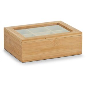 Cutie maro/transparenta din lemn si plastic acrilic pentru ceaiuri Tea Bag Zeller