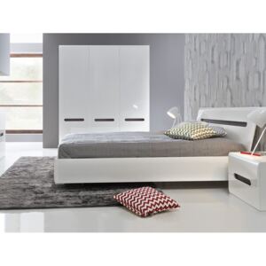 Set dormitor BEC37 Alb + alb lucios 160 x 200 cm