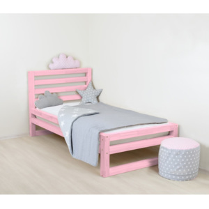 Pat din lemn pentru copii Benlemi DeLuxe, 160 x 120 cm, roz