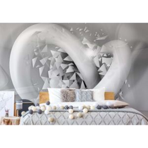 Fototapet - 3D Structure Splinters White And Grey Vliesová tapeta - 254x184 cm