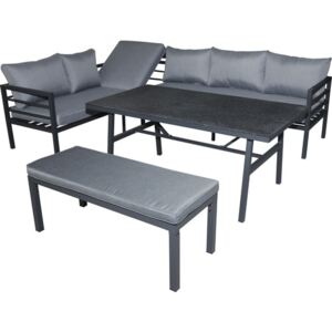 Set mobilier gradina Alu 8 locuri 4 piese aluminiu, antracit