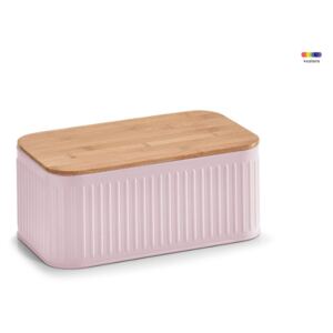 Cutie roz/maro cu capac din metal si lemn 18x30 cm pentru paine Pink Bread Box Zeller