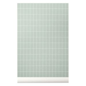 Rola tapet 53x1000 cm Grid verde/alb Ferm Living
