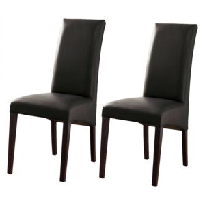Set de 2 scaune tapitate Foxa, piele sintetica, negru