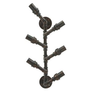 Suport metalic suspendat pentru sticle "Manhattan 6" Black / Copper, l27xA15xH60 cm