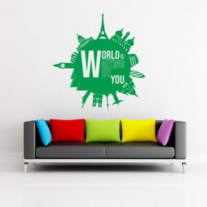 GLIX World is waiting why you - autocolant de perete Verde 80x90 cm