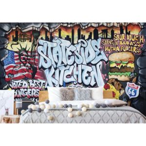 Fototapet - Graffiti Street Art Stateside Kitchen Vliesová tapeta - 250x104 cm
