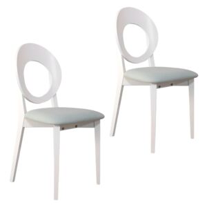 Set 2 scaune dining din lemn de fag Cosmo, Alb/Melva 70
