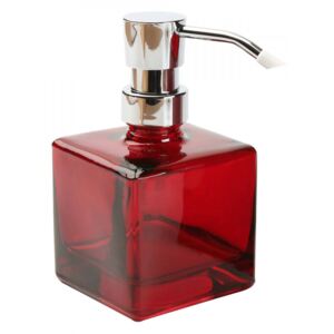 Dispenser sapun lichid rosu din sticla 7x14 cm Eva Versa Home