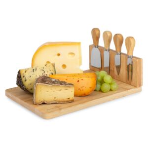 Klarstein Platou pentru brânzeturi, cu cuțite, bloc magnetic pentru cuțite, platou pentru servit, bambus