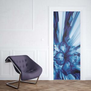 GLIX Tapet netesute pe usă - Abstract Floral Art Blue Light