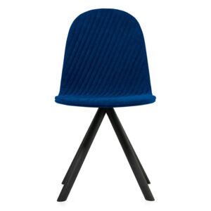 Scaun cu picioare negre Iker Mannequin Stripe, albastru închis