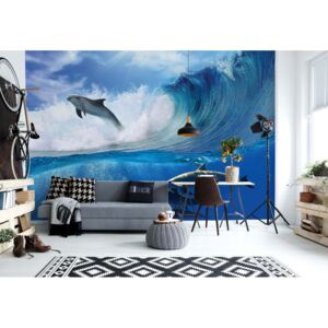 Fototapet - Dolphins Sea Wave Nature Vliesová tapeta - 254x184 cm