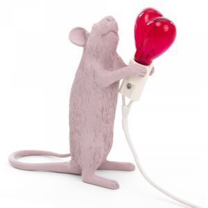 Veioza roz din rasina 14,5 cm Mouse Love Edition Seletti
